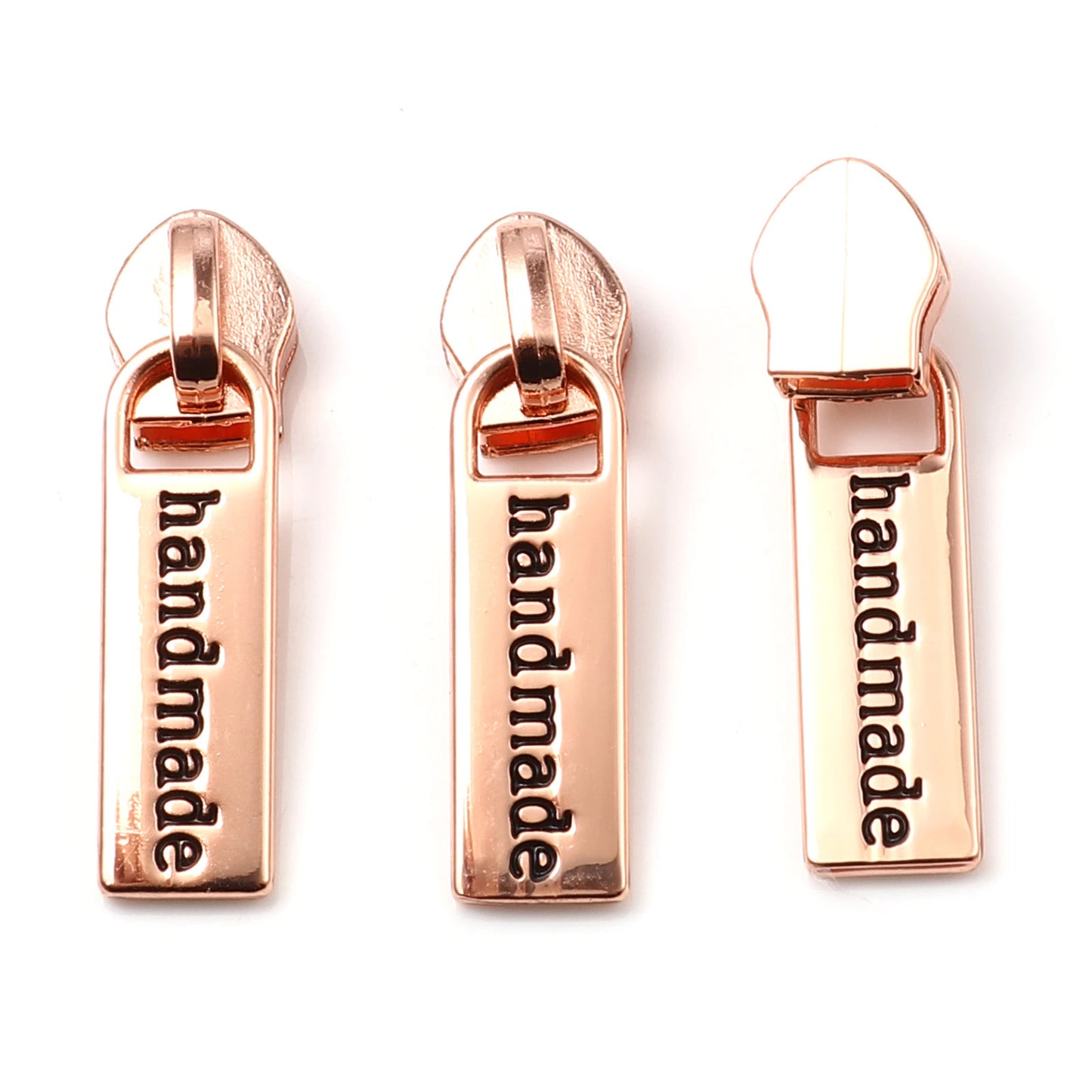 Zipper Pulls #5 with Handmade - Rose Gold for bag making and sewing projects
