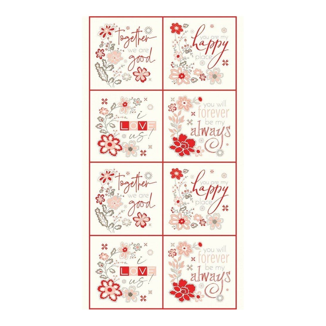 All My Heart -I Love Us Panel Clearance - Everything Fabric