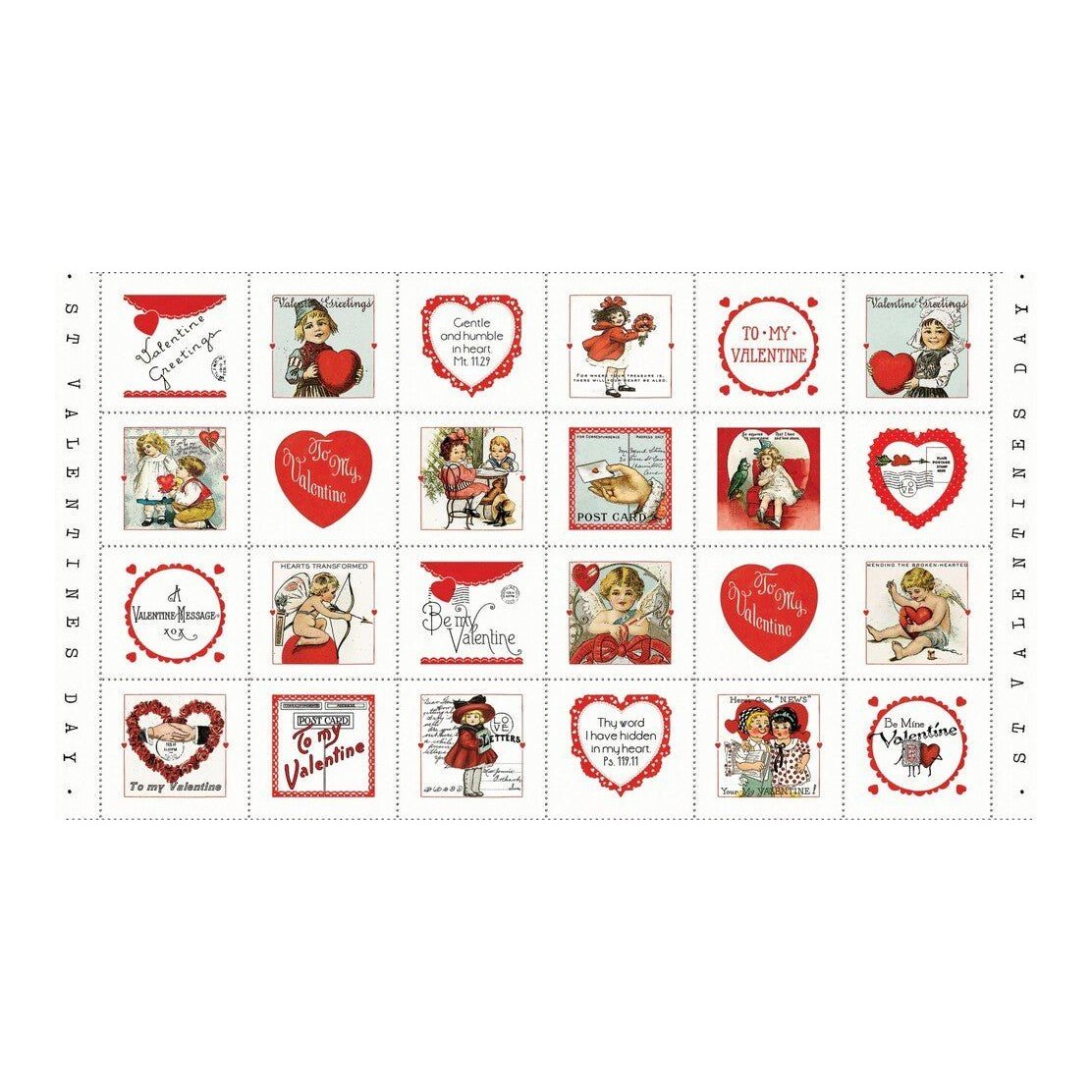 All My Heart Valentine Greetings Patch Panel Clearance - Everything Fabric