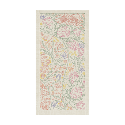 Sashiko Australia Australian Native Flowers 8 Panel - Seeded Cream