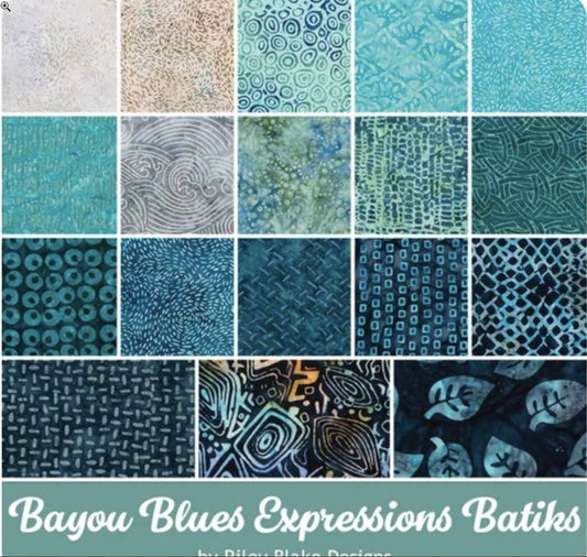 Batiks Exp Tjaps - Batiks Bayou Blues 2.5 Inch Rolie Polie, 40 Pcs. - Everything Fabric