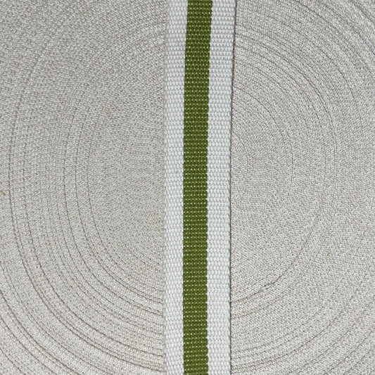 Belting 32 mm wide - Black with Cream Stripe - Everything Fabric