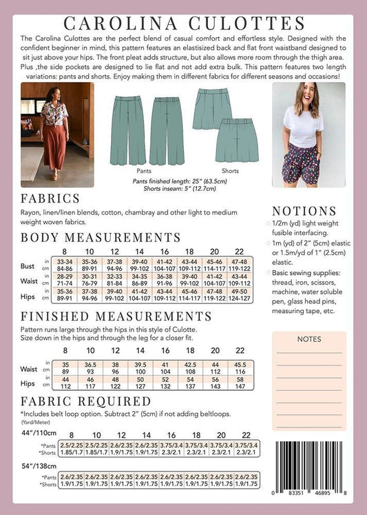 Carolina Culottes Pattern - Everything Fabric