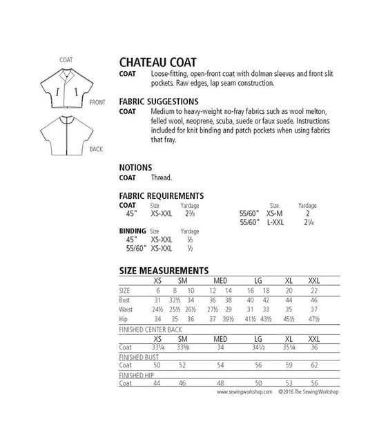 Chateau Coat Pattern - Everything Fabric