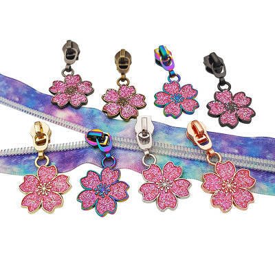 Cherry Blossom Zipper Pulls Dark Pink [Size: 5 [Slider Colour: Nickle - Everything Fabric