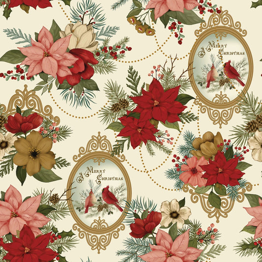 Christmas Greetings 1 yd Bundle Cream - 10pc - Everything Fabric
