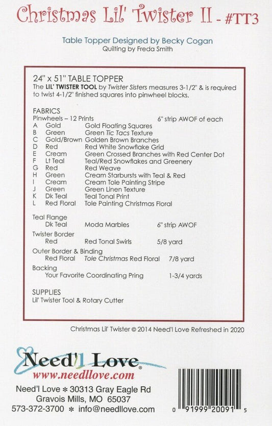 Christmas Lil Twister II Pattern - Everything Fabric