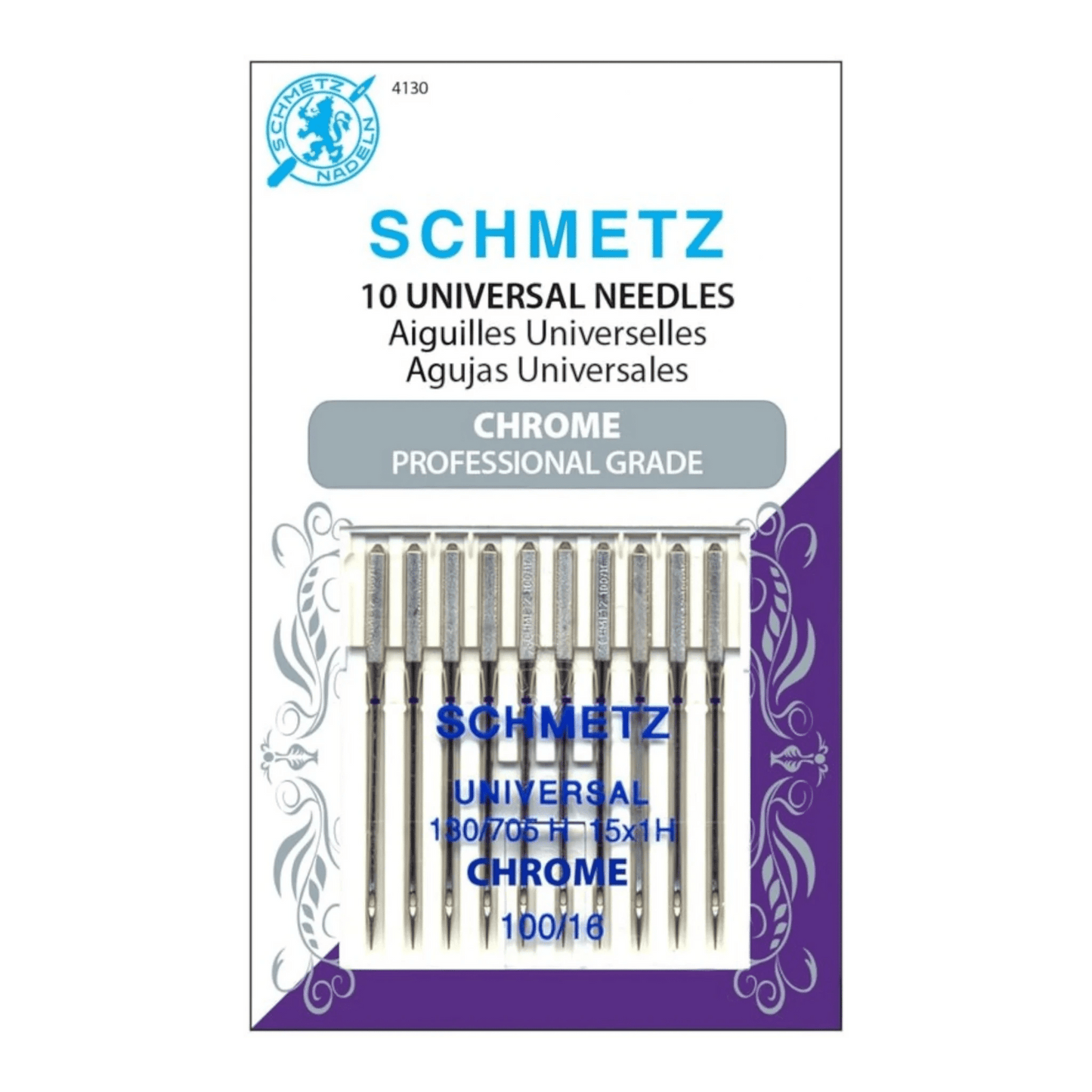 Chrome Universal Schmetz Needle 10 ct, Size 100/16 - Everything Fabric