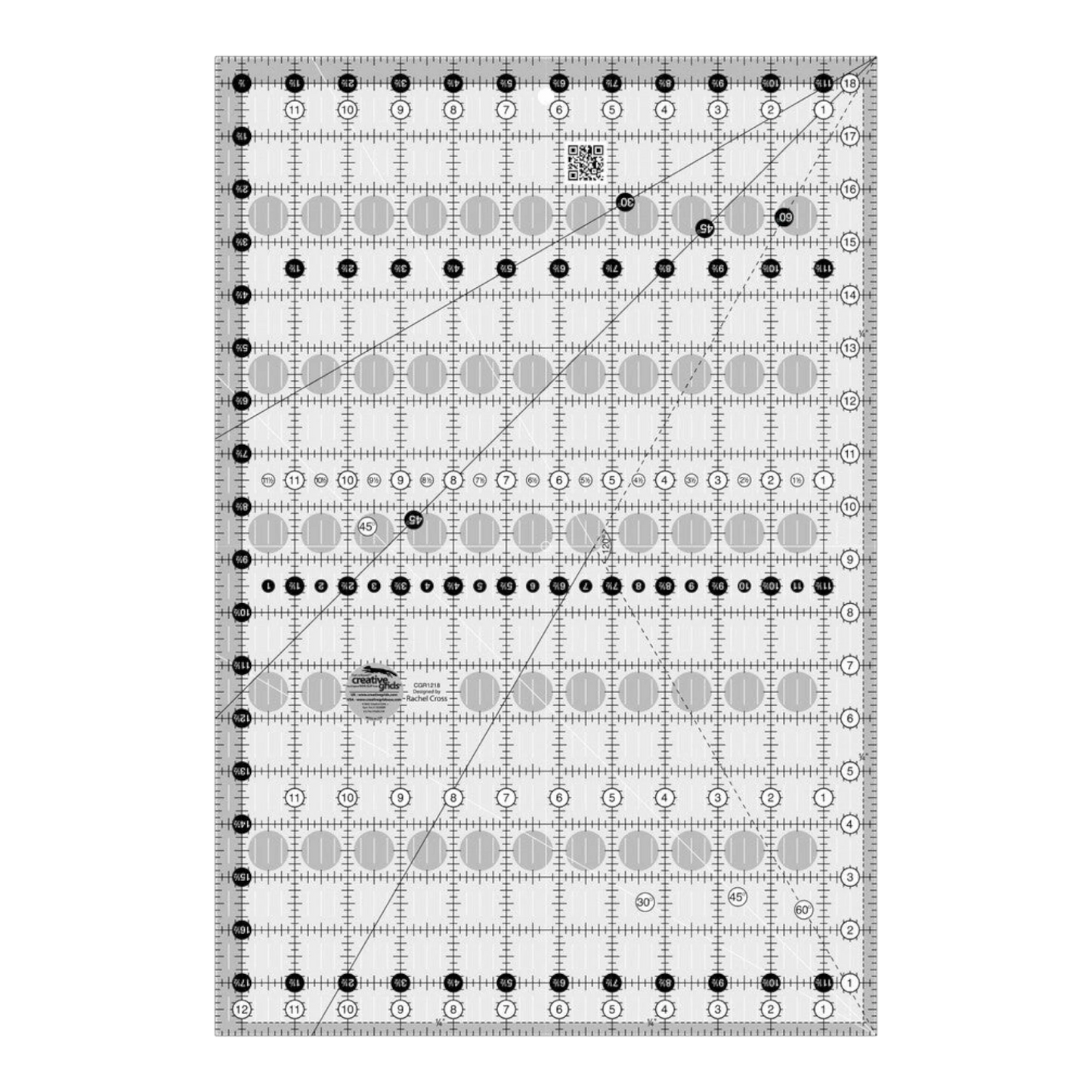 Quilt Ruler 318 mm x 470 mm CGR1218 for precise cutting, marking and patchwork