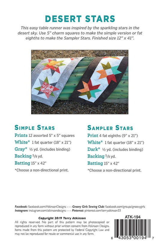 Desert Stars Table Runner Pattern - Everything Fabric