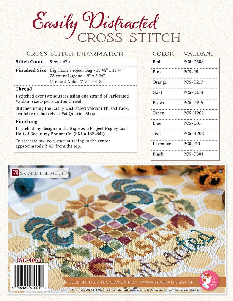 Easily Distracted Cross Stitch by Kim Deihl - Everything Fabric