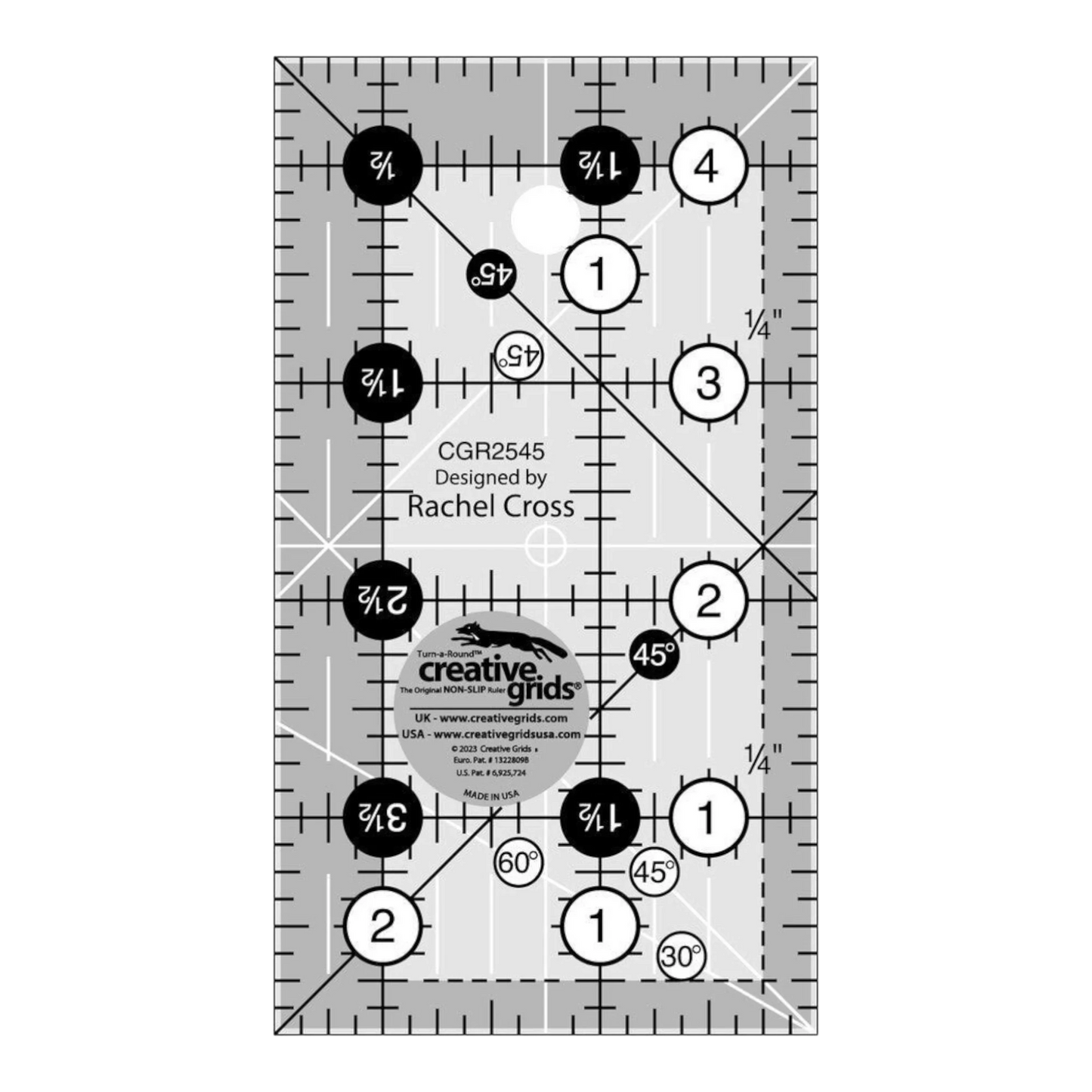 Creative Grids Quilt Ruler 64 mm x 114 mm for precise cutting, marking and patchwork