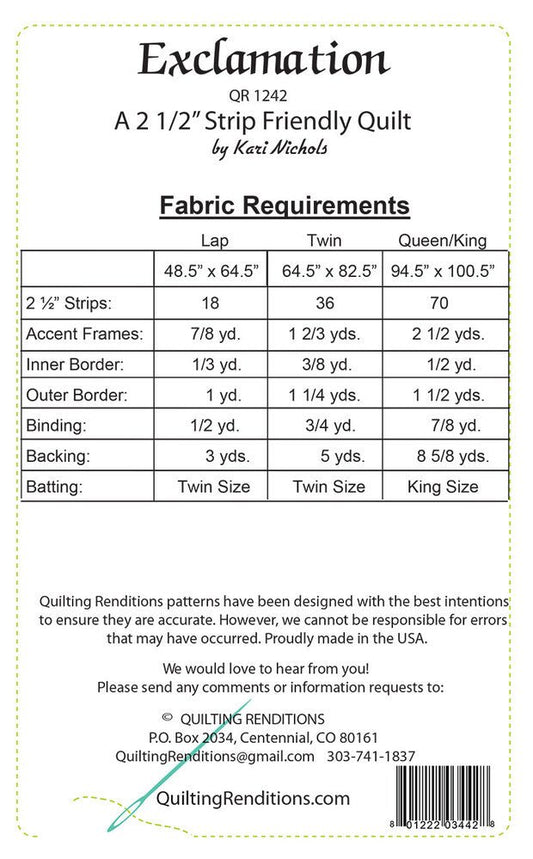 Exclamation Quilt Pattern - Everything Fabric