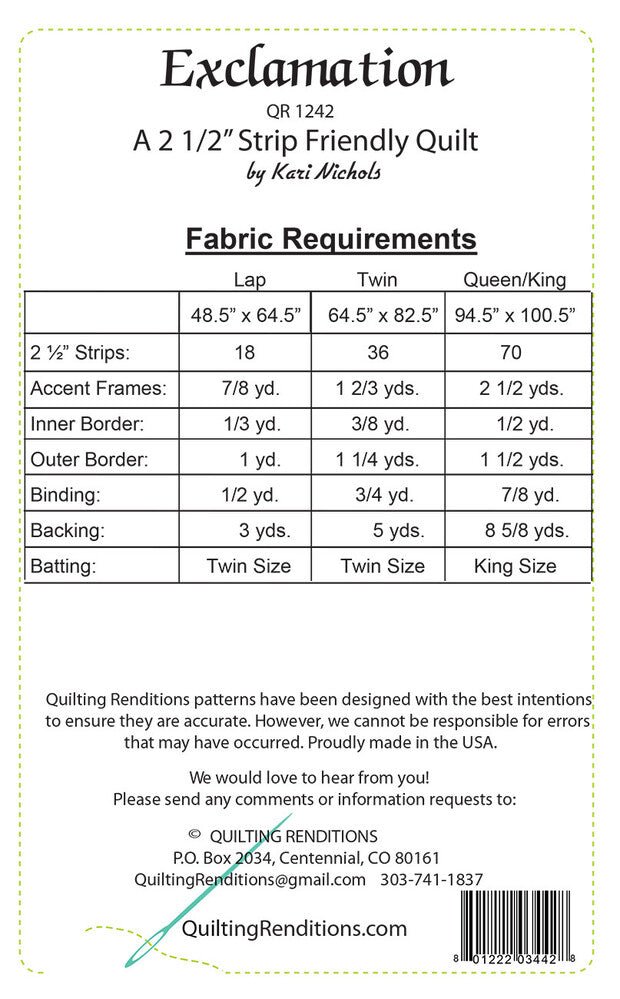 Exclamation Quilt Pattern - Everything Fabric