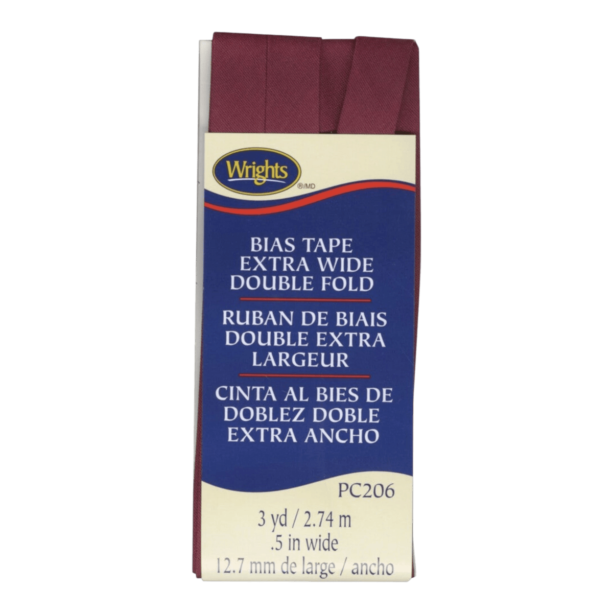 Extra Wide Double Fold Bias Tape - BERRY - Everything Fabric