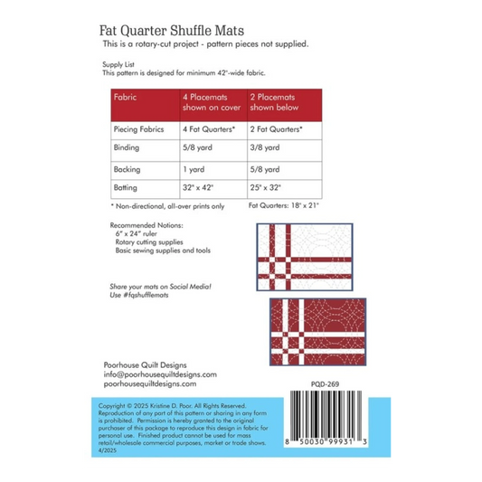 Fat Quarter Shuffle Mats Pattern for patchwork, quilting and sewing