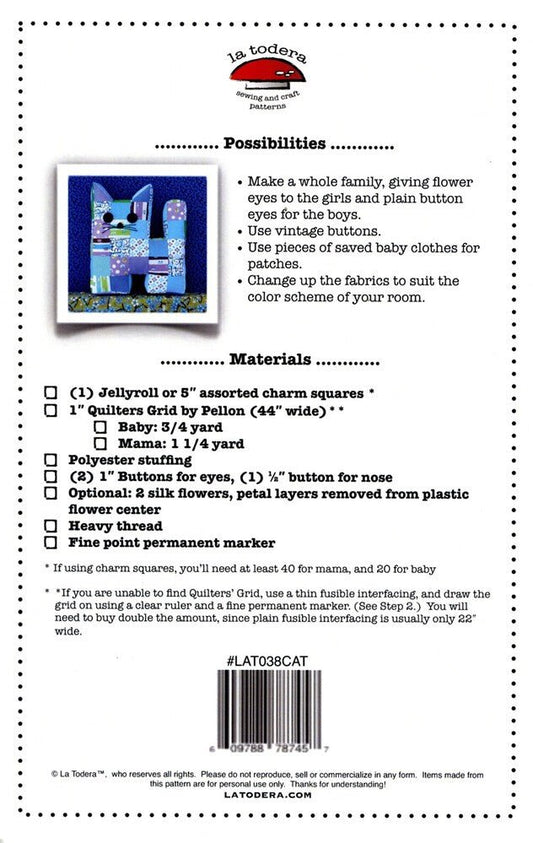 Flatty Cats Mama & Baby Pillow Pattern - Everything Fabric