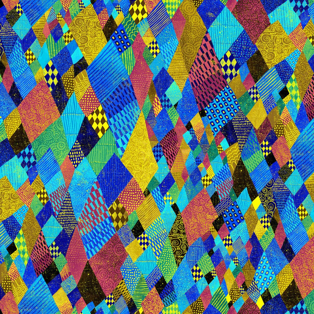 Gilded Plume - Multi Crazy Quilt W/metallic - Everything Fabric