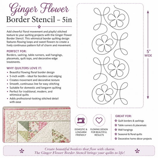 Ginger Flower Border Stencil - 5 in