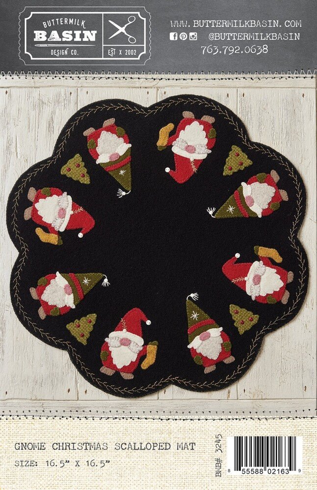 Gnome Christmas Scalloped Mat Pattern - Everything Fabric