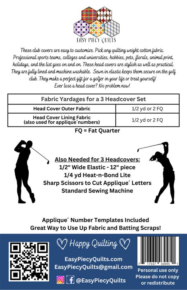 Golf Head Cover Pattern - Everything Fabric