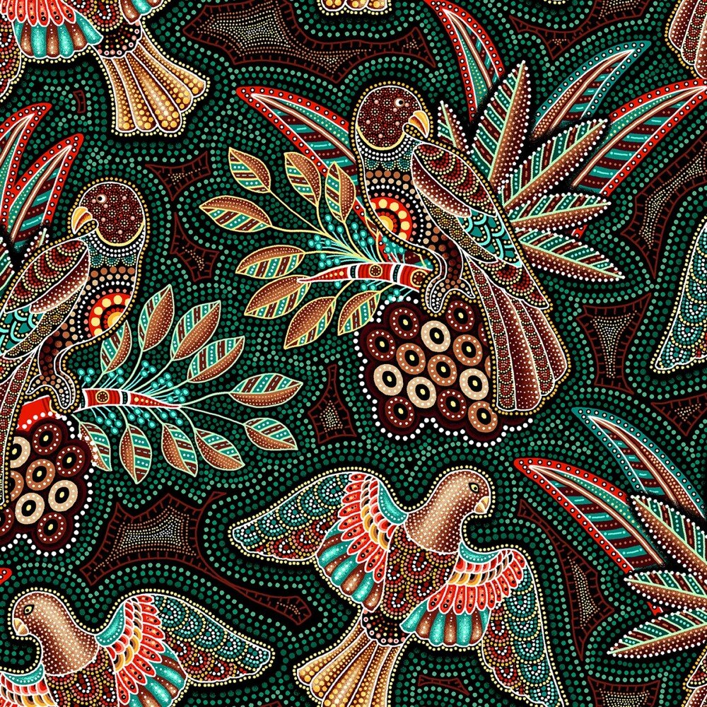 Gondwana - Birds Green - Everything Fabric
