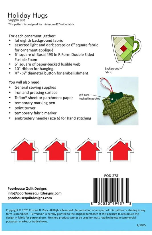 Holiday Hugs Ornament Pattern - Everything Fabric
