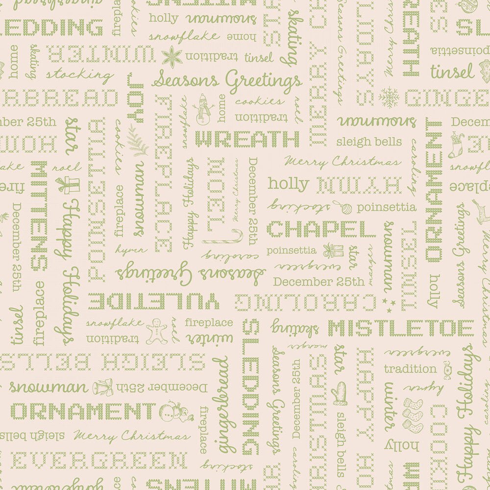 Home Town Holiday - Holiday Words Latte - Everything Fabric