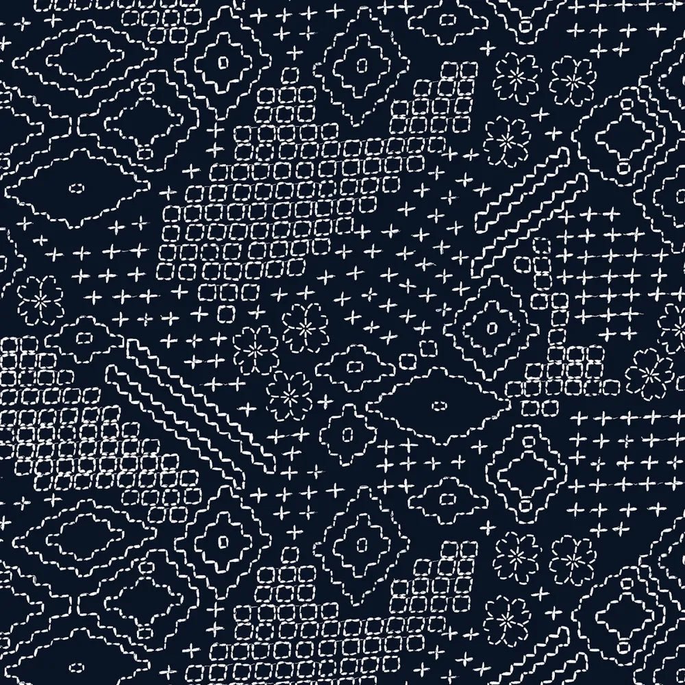 Indigo Sashiko Sampler 108in Wide Back - Everything Fabric