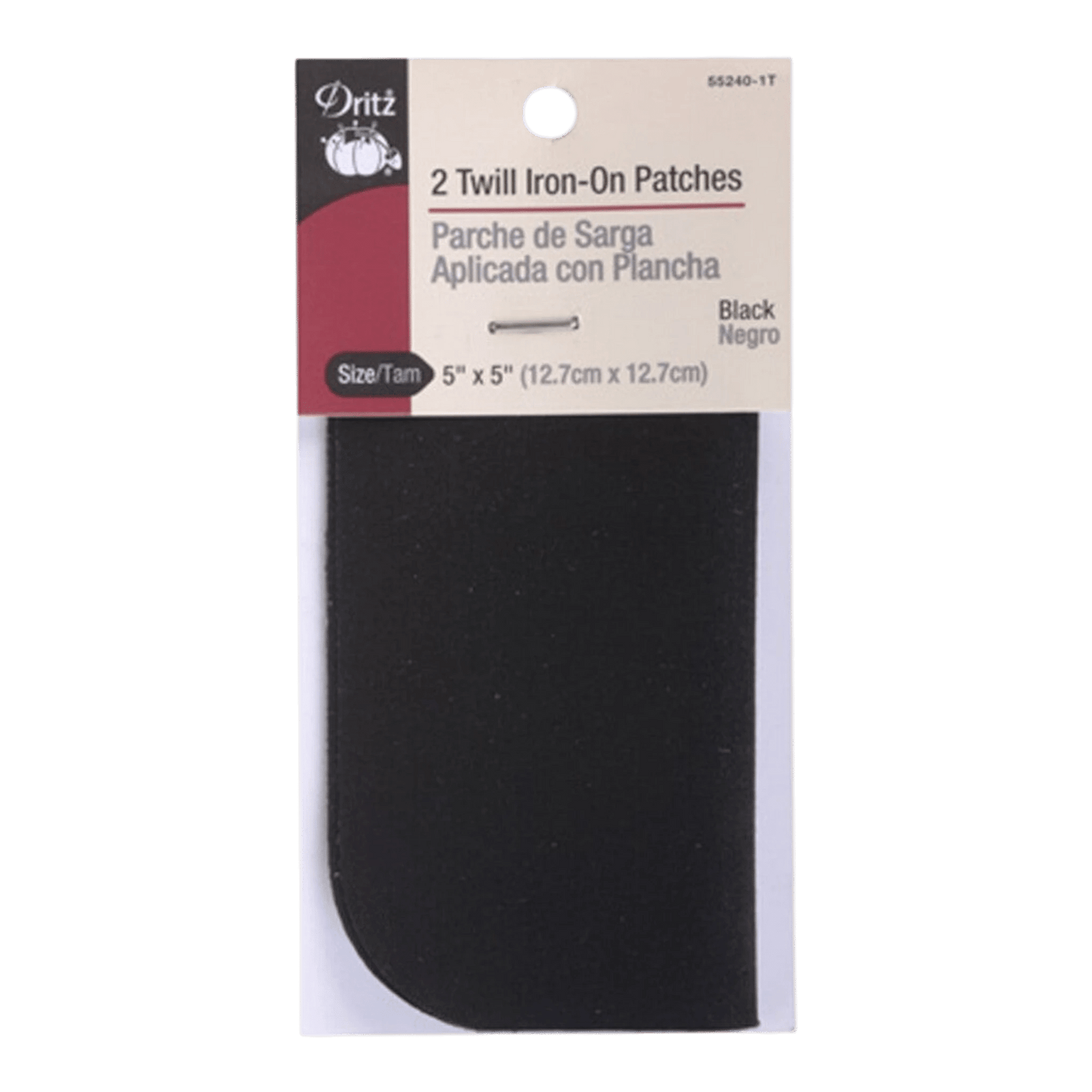 Iron on Patch Black 5in x 5in 2ct - Everything Fabric