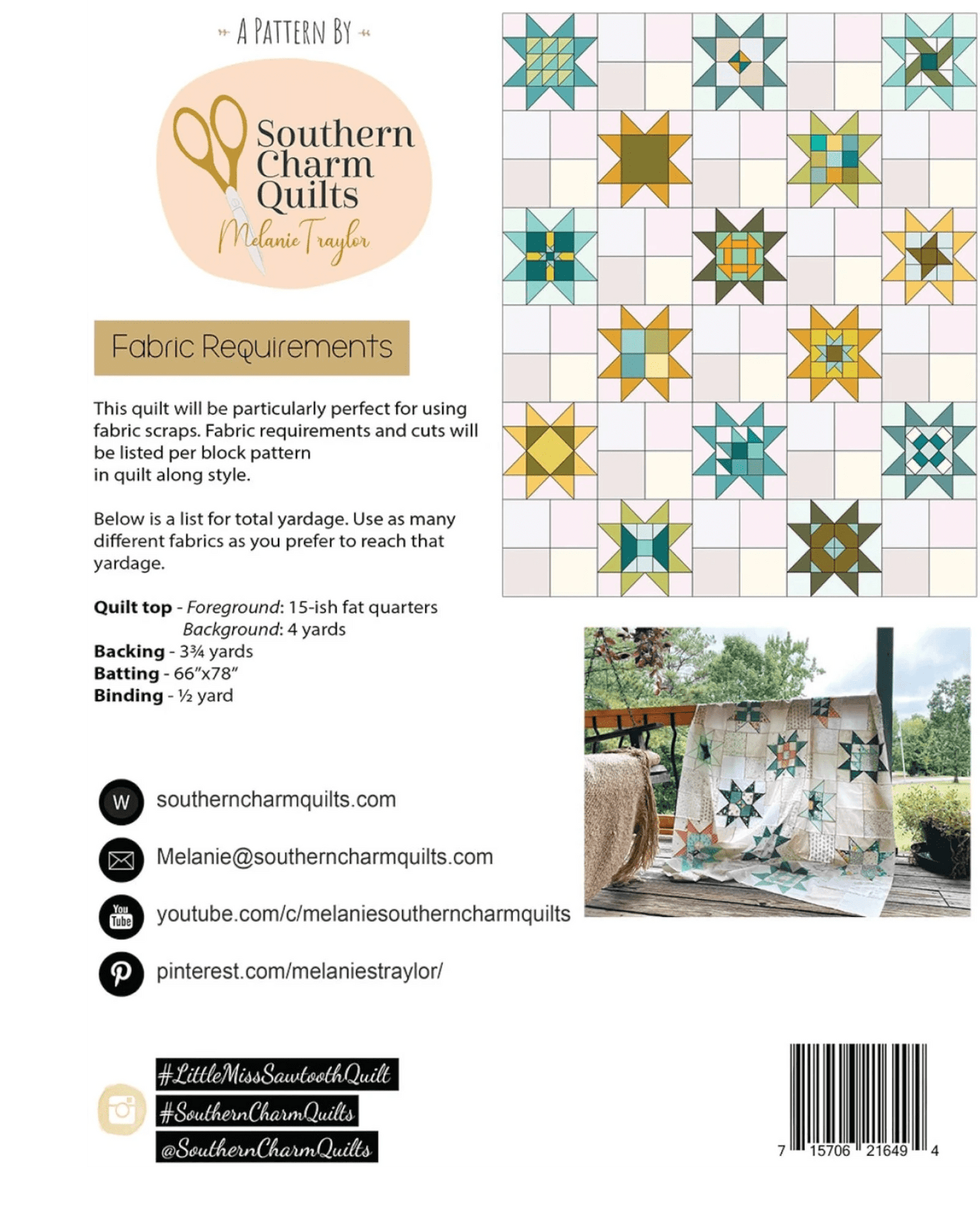 Little Miss Sawtooth Quilt Pattern - Everything Fabric