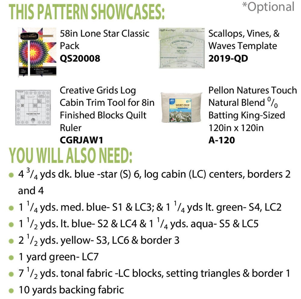 Lone Star Log Cabin Quilt - Everything Fabric