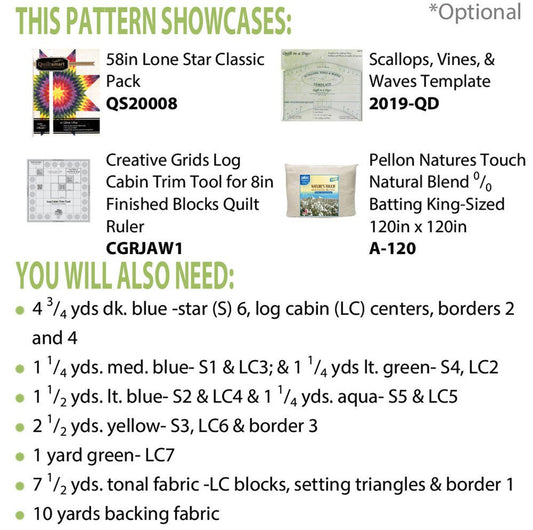 Lone Star Log Cabin Quilt - Everything Fabric