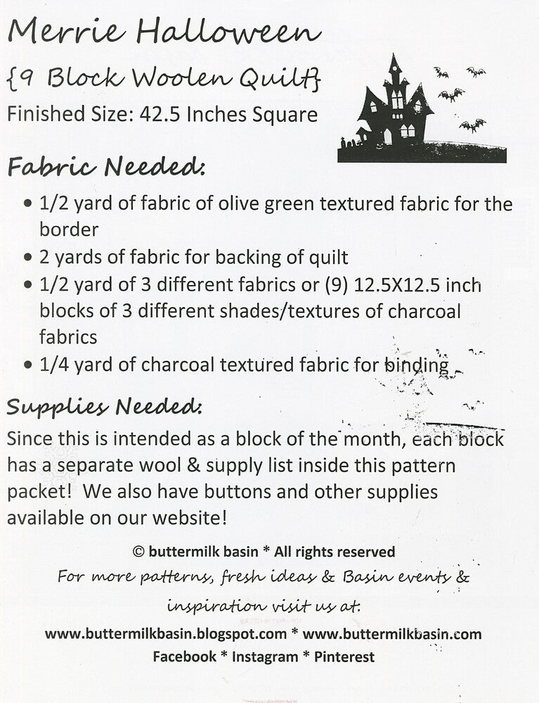 Merrie Halloween Quilt Pattern - Everything Fabric