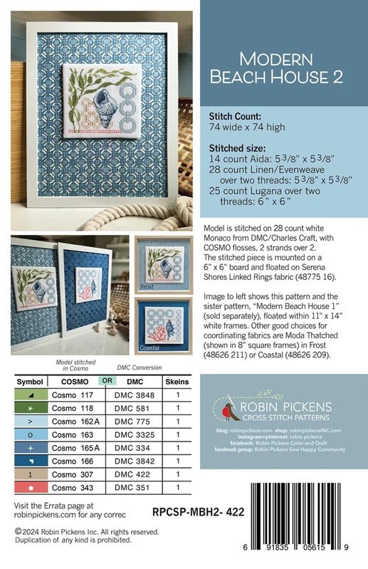 Modern Beach House 2 Cross Stitch Pattern - Everything Fabric