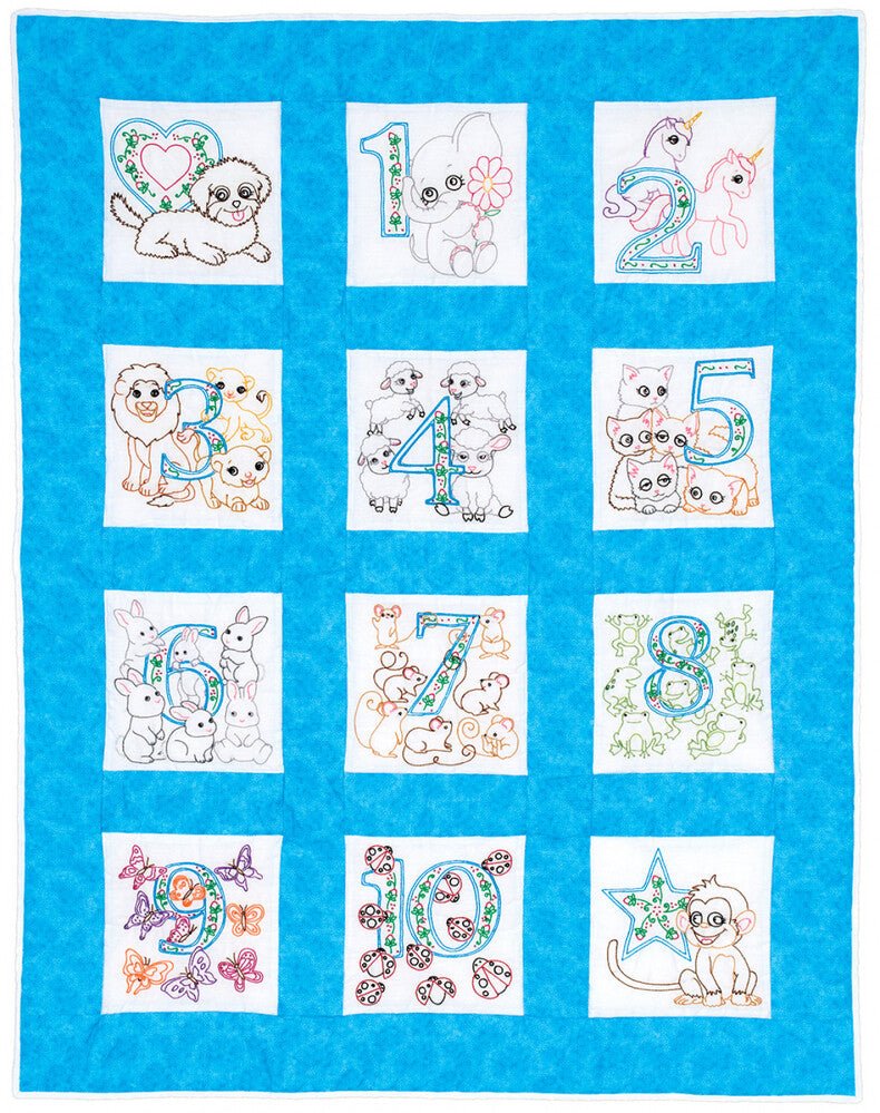 Numbers 1,2,3 Nursery Quilt Blocks - Everything Fabric