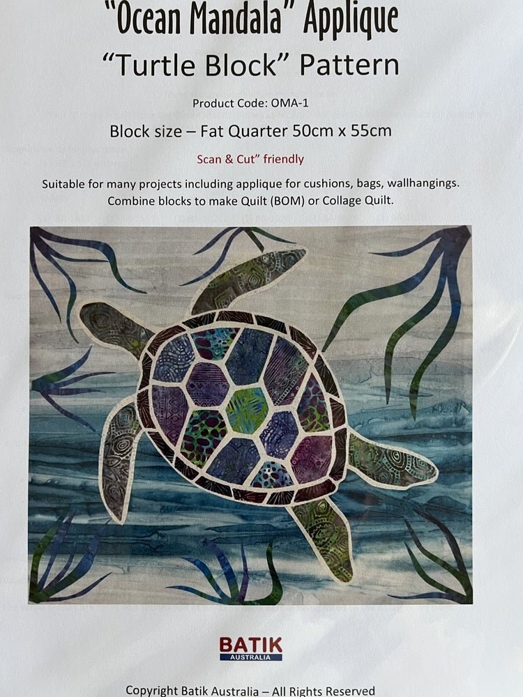 Ocean Mandala - Turtle Applique Pattern - Everything Fabric