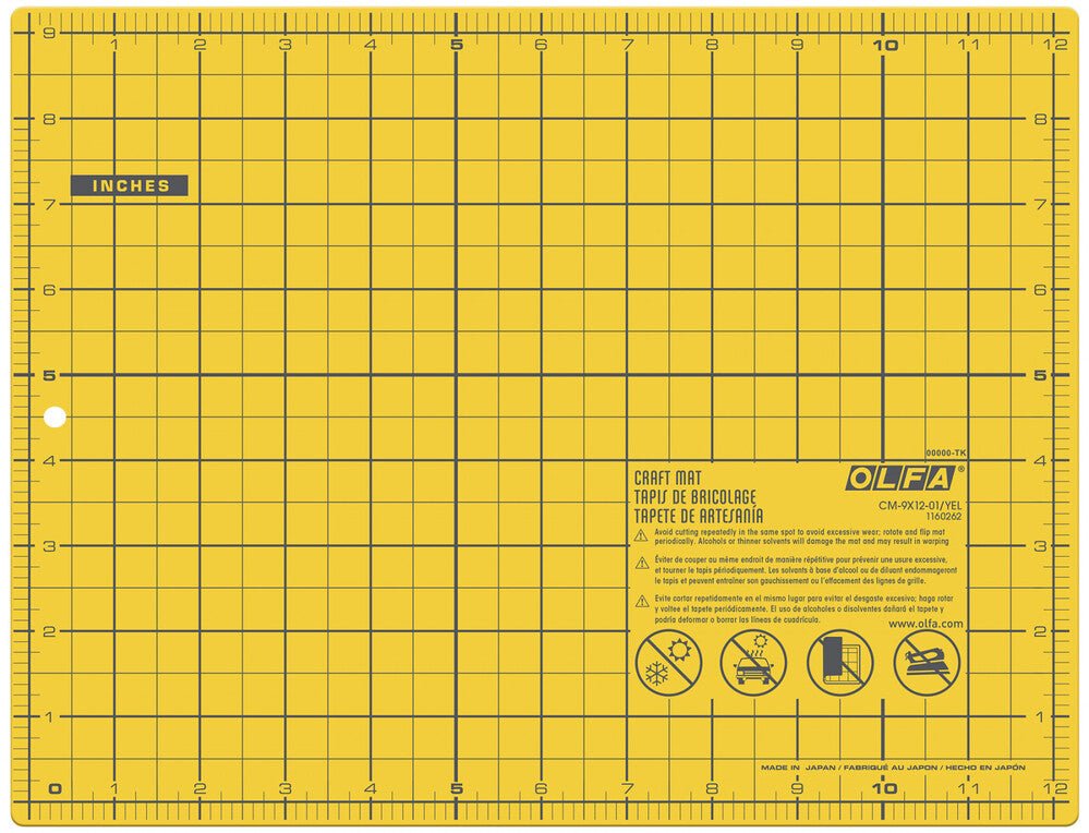 Olfa Yellow Cutting Mat - 9 in x 12 in - Everything Fabric