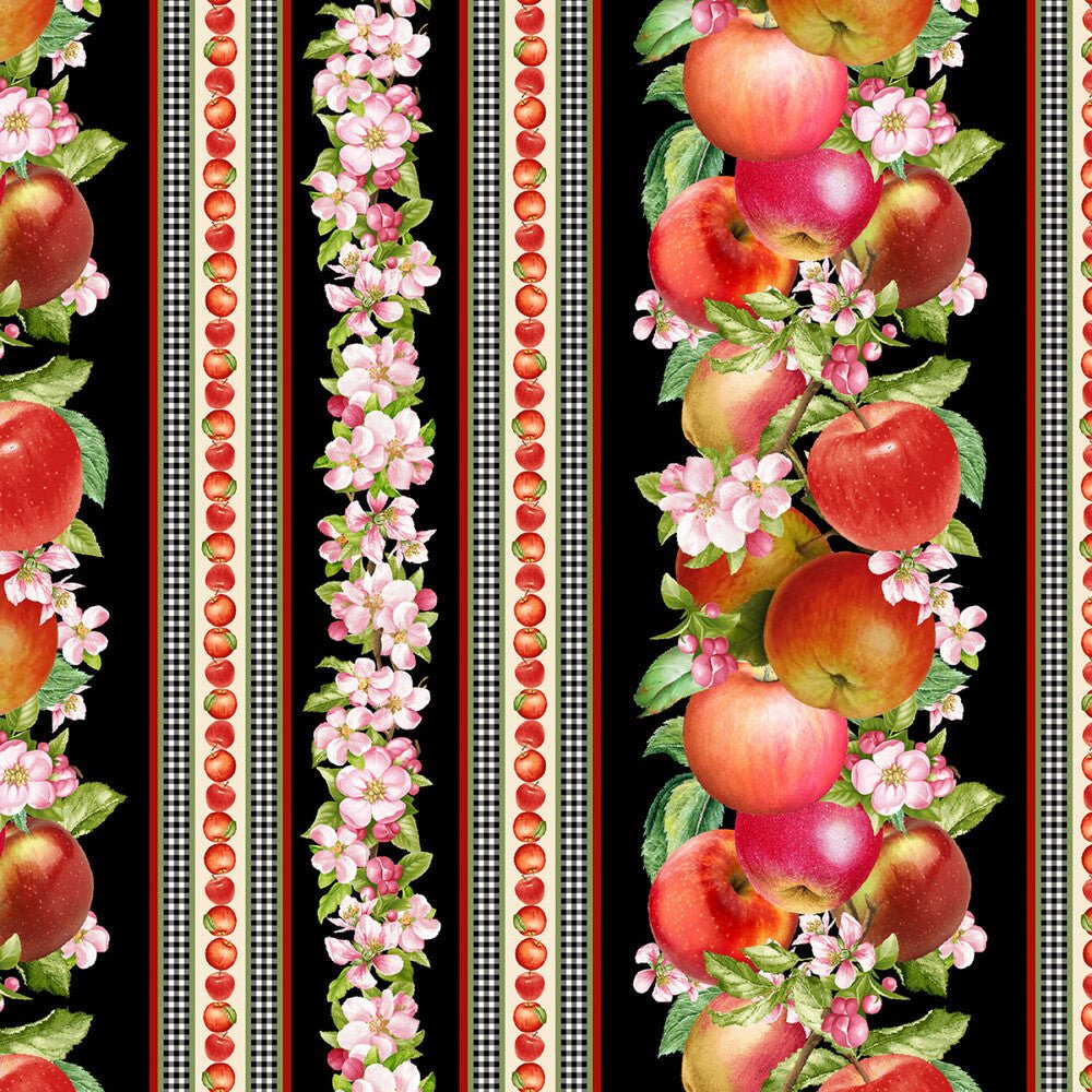 Orchard Valley - Black Apple 279 mm Stripe - Everything Fabric