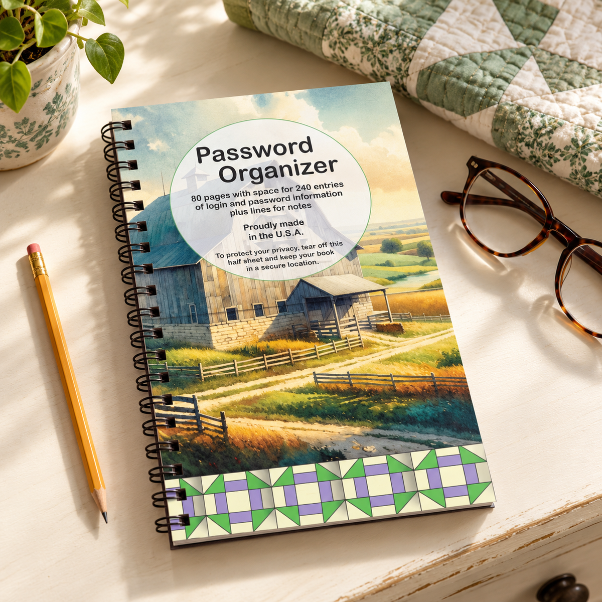 Illustrative project idea: Churn Dash Password Organiser – 80 Pages. Styling materials not included.