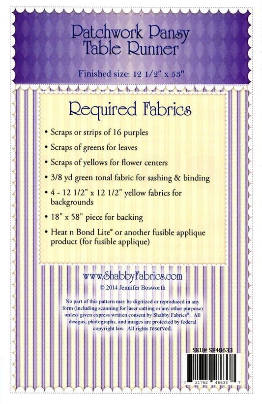 Patchwork Pansy Table Runner Pattern - Everything Fabric