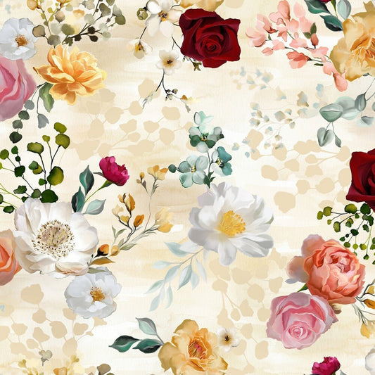 Pins and Needles - Natural - Small Flowers - Everything Fabric