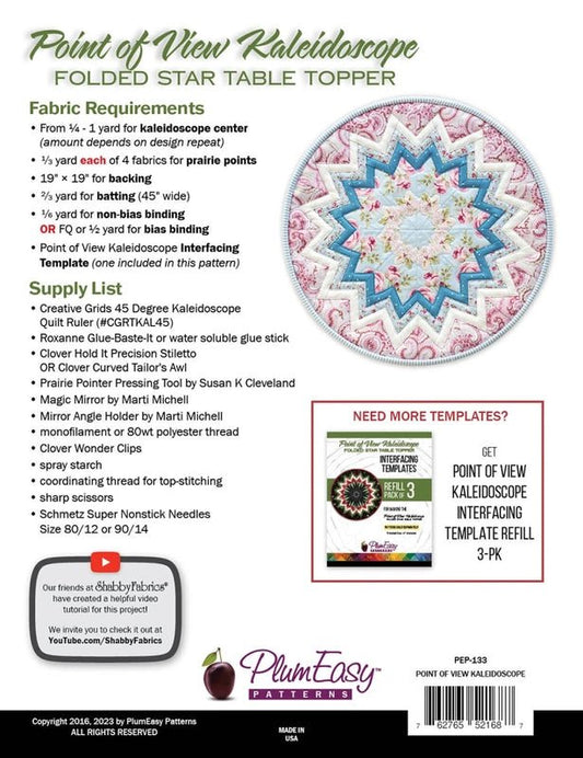 Point of View Kaleidoscope Folded Star Table Topper Pattern - Everything Fabric