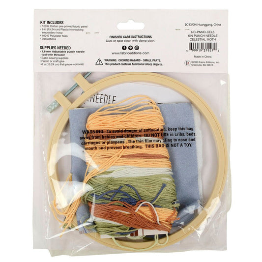 Punch Needle 152 mm Hoop Celestial Moth KIT - Everything Fabric