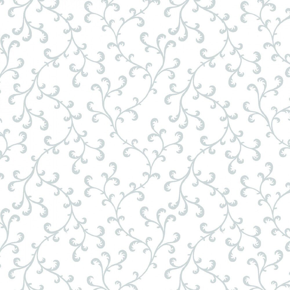 Quilters Flour V - White on White Vines with Curls - Everything Fabric