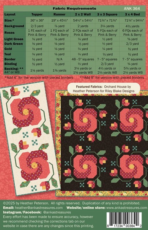 Rose In Bloom Quilt Pattern - Everything Fabric