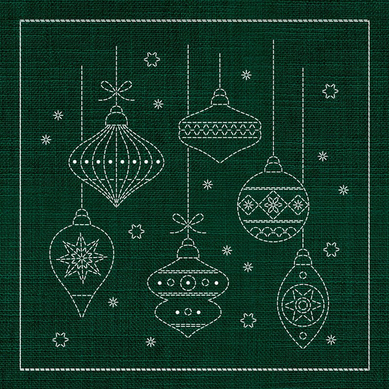 Sashiko Australia Christmas Decorations GREEN - Everything Fabric