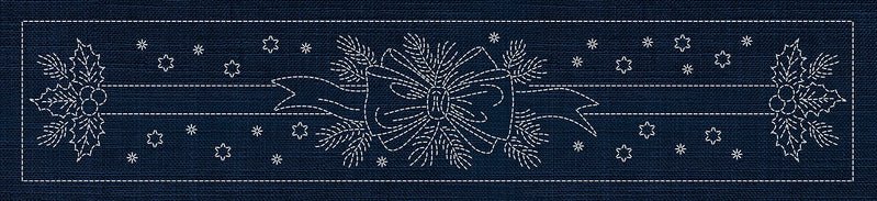 Sashiko Australia Holly and Ribbon Runner INDIGO - Everything Fabric