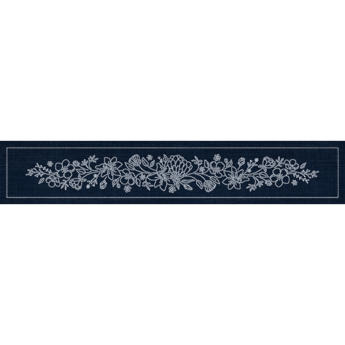 Sashiko Australia Wildflower Bouquet Runner - INDIGO - Everything Fabric