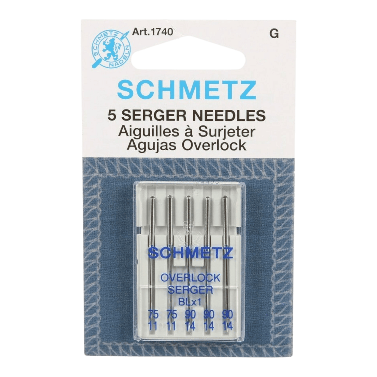 Schmetz Serger / Overlock BLX-1 Machine Needle Sizes 11/75 & 14/90 - Everything Fabric